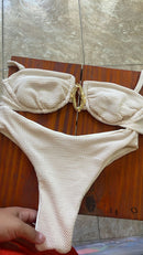 Biquíni top c/ argola canelado branco