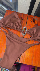 Biquíni top c/ argola prata - marrom