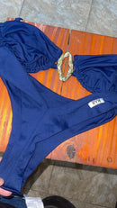 Biquíni top c/ argola dourada - azul escuro