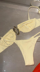 Biquíni top c/ argola dourada - amarelo manteiga