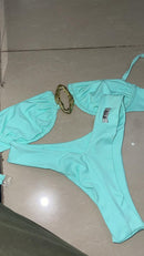 Biquíni top c/ argola dourada - verde água