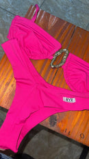 Biquíni top c/ argola dourada - rosa pink